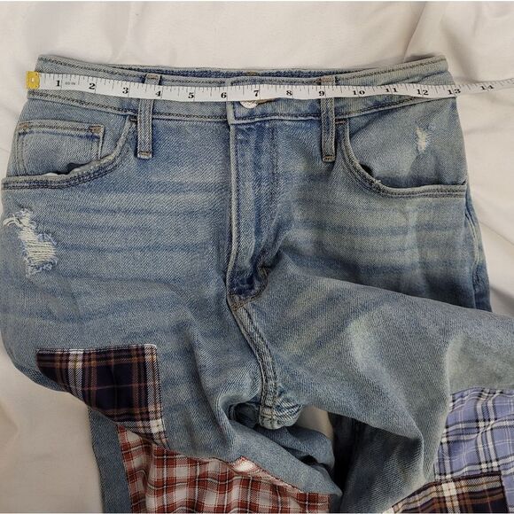 HOLLISTER plaid patchwork ultra high rise dad jeans straight leg 3/26 ASO TV - Picture 10 of 13